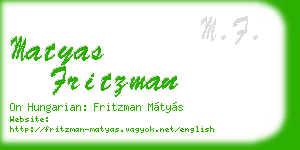 matyas fritzman business card